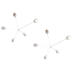 Serge Mouille - Pair of 5-Arm Spider Sconces in White - IN STOCK!