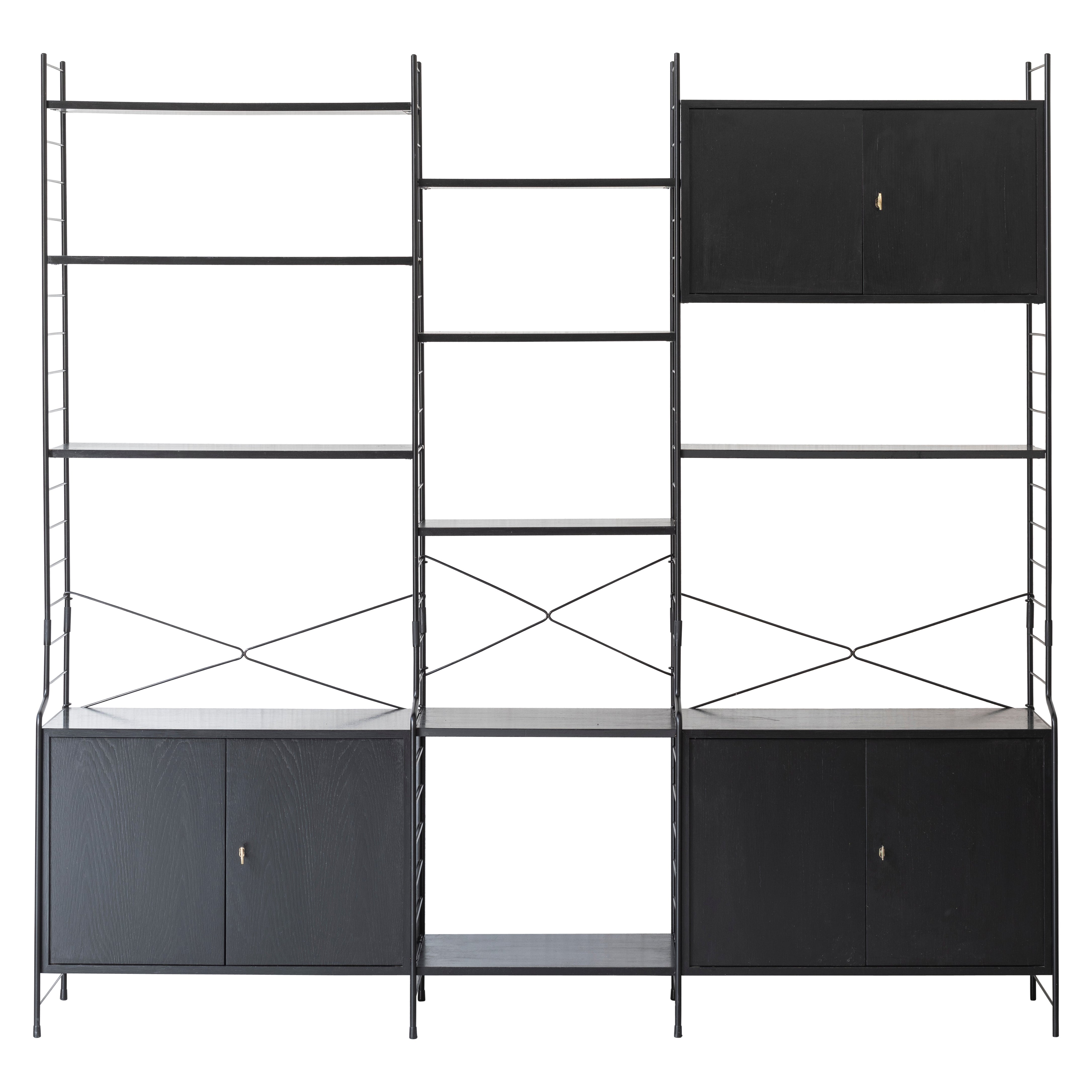 WHB 3-Bay Shelving System in black, Germany, 1960s For Sale