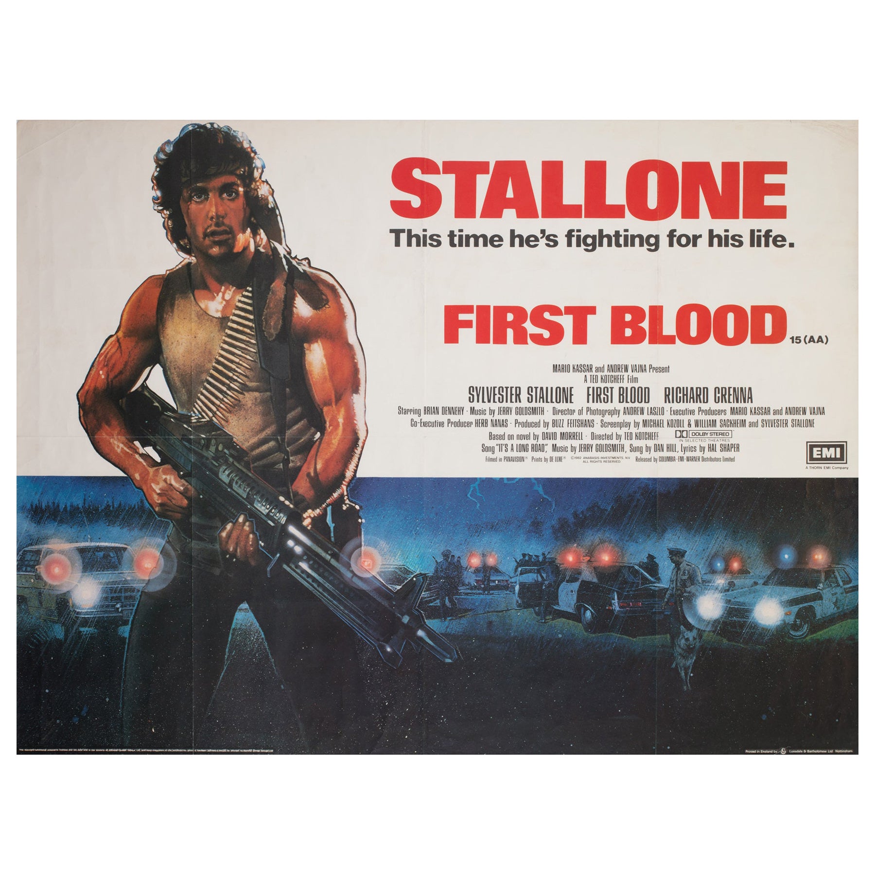 Affiche du film THE FIRST BLOOD 1982, Royaume-Uni