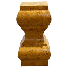 Vintage Italian Burl Wood Pedestal - Modern Neo Classical - Sculptural Base