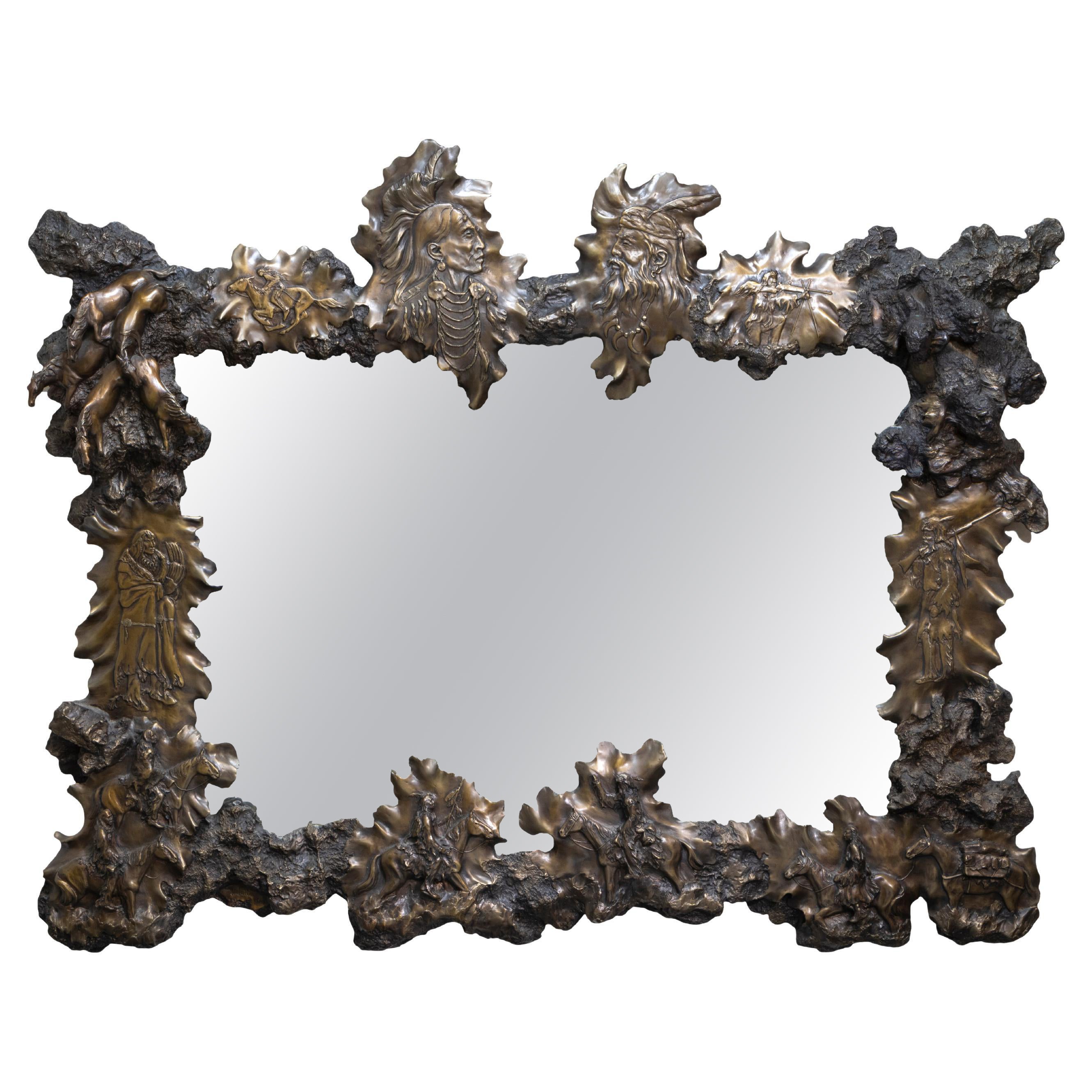 Miroir en bronze Wary Greetings de J.D. McKellar en vente