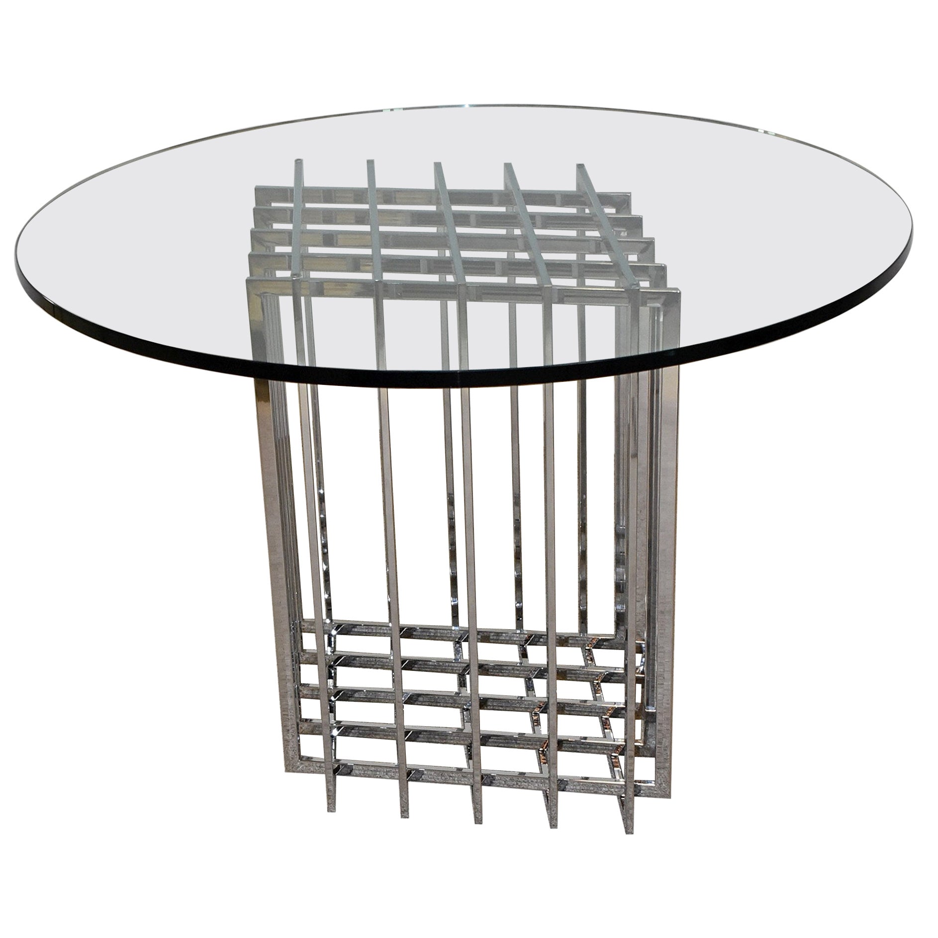 Base de table à grille sculpturale chromée Pierre Cardin