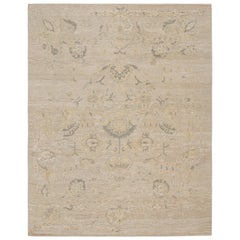 Rug & Kilim’s Oushak Style Rug with Floral Patterns in Beige and Rust
