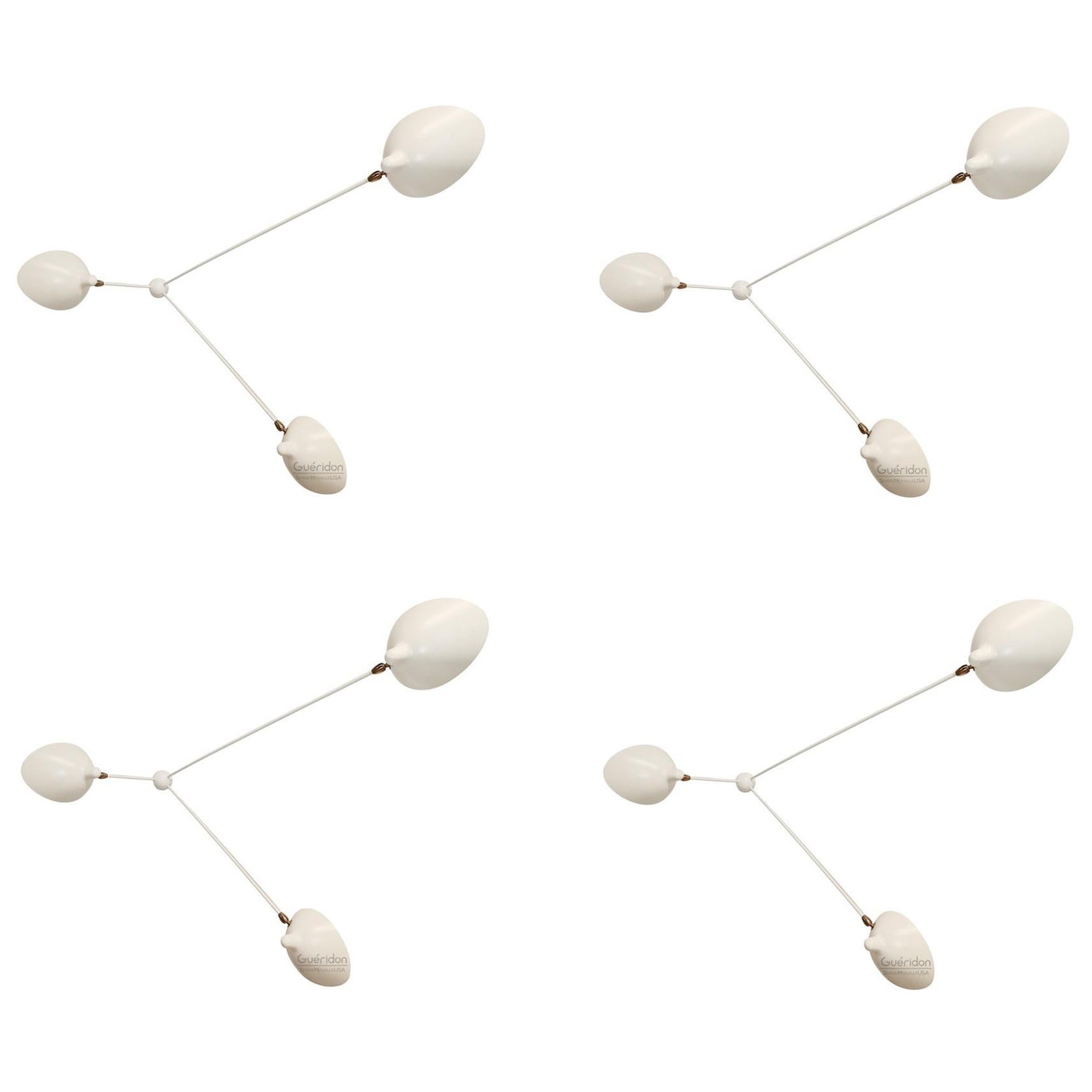 Serge Mouille - 4   3-Arm Spider Sconces in White - IN STOCK! For Sale
