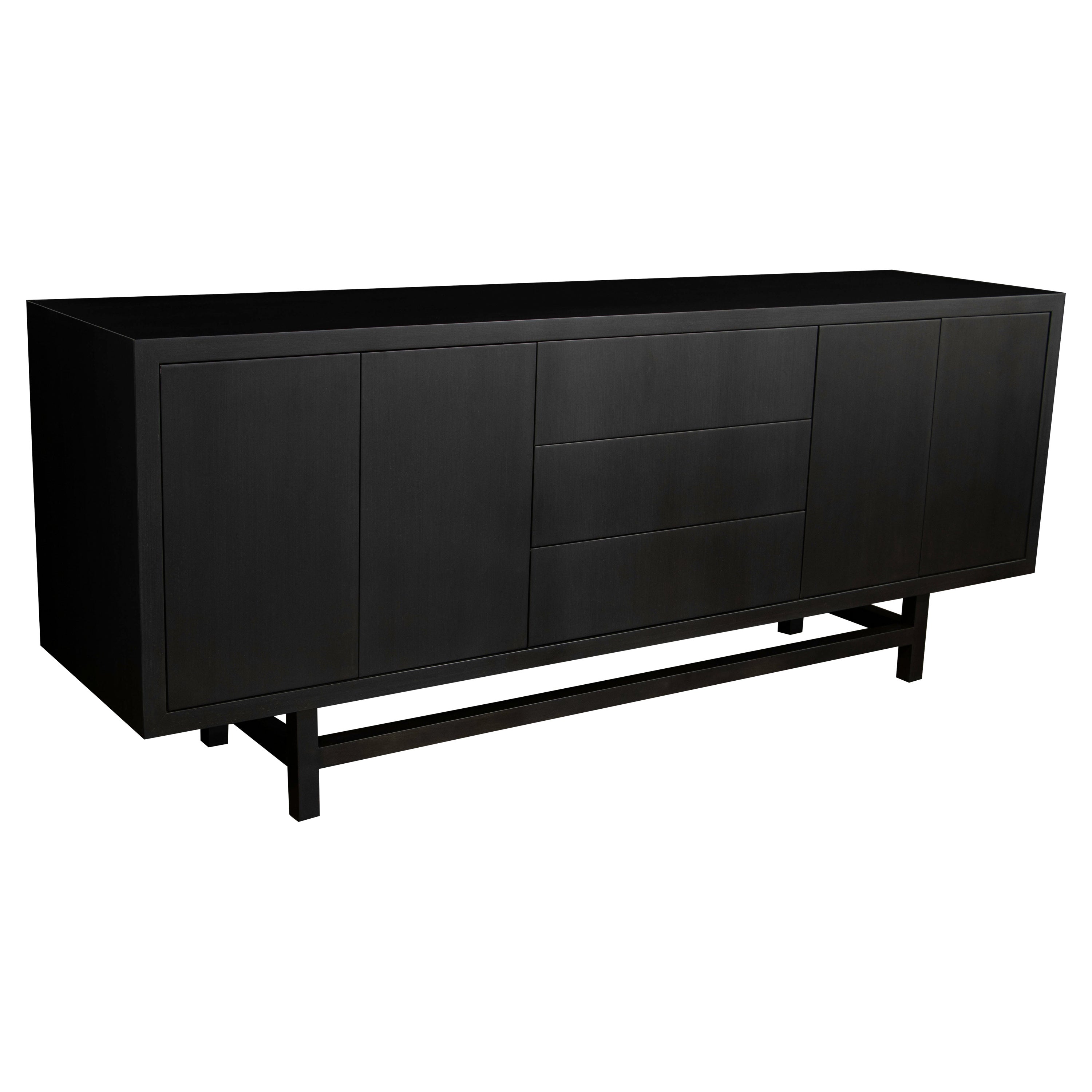 Ebony Modern Minimal Credenza with Drawers and Doors from Costantini, Salvatore For Sale