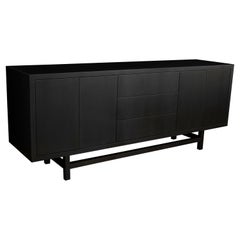 Ebony Modern Minimal Credenza with Drawers and Doors from Costantini, Salvatore
