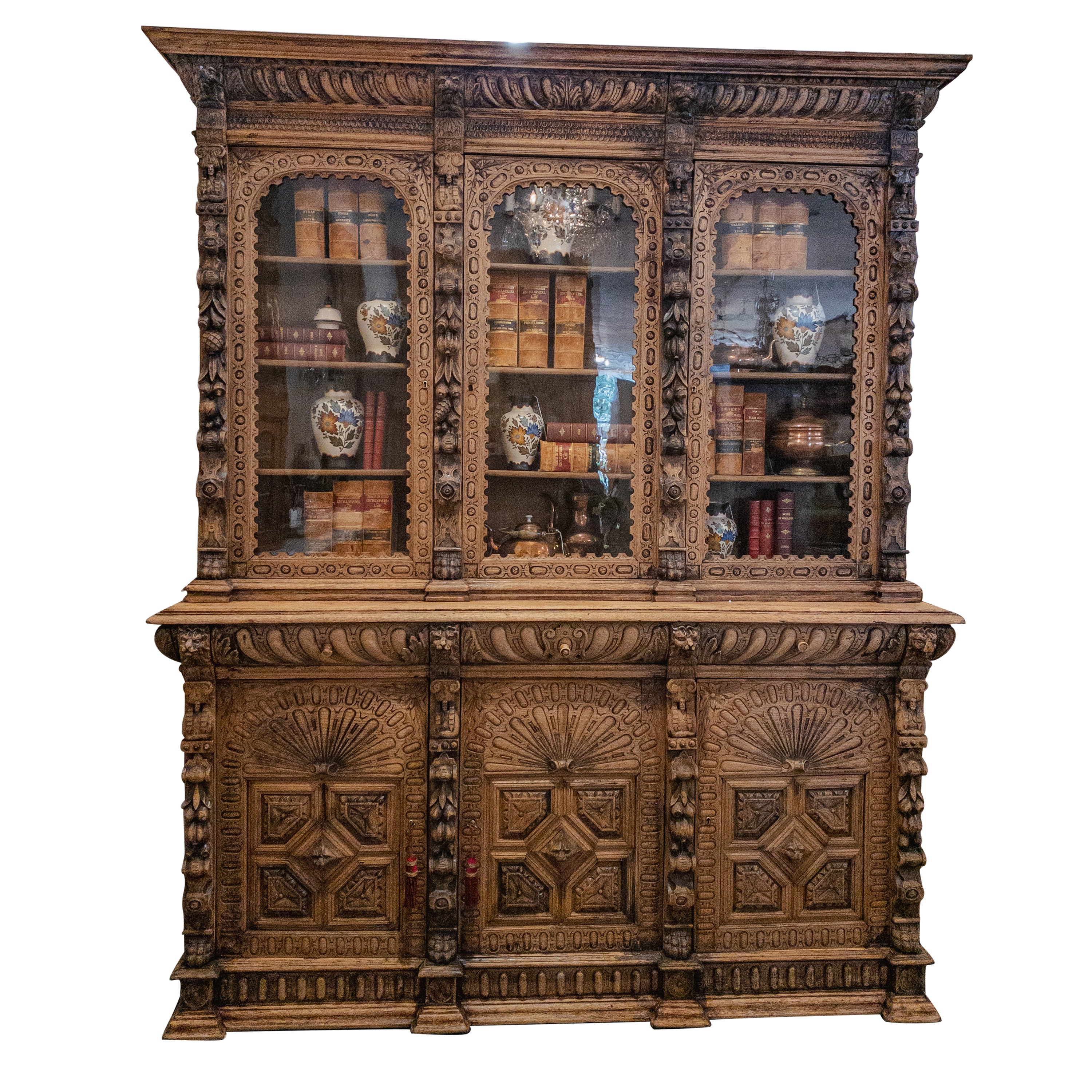 Antique Carved French Hunt Cabinet For Sale