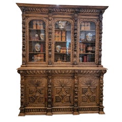 Used Carved French Hunt Cabinet