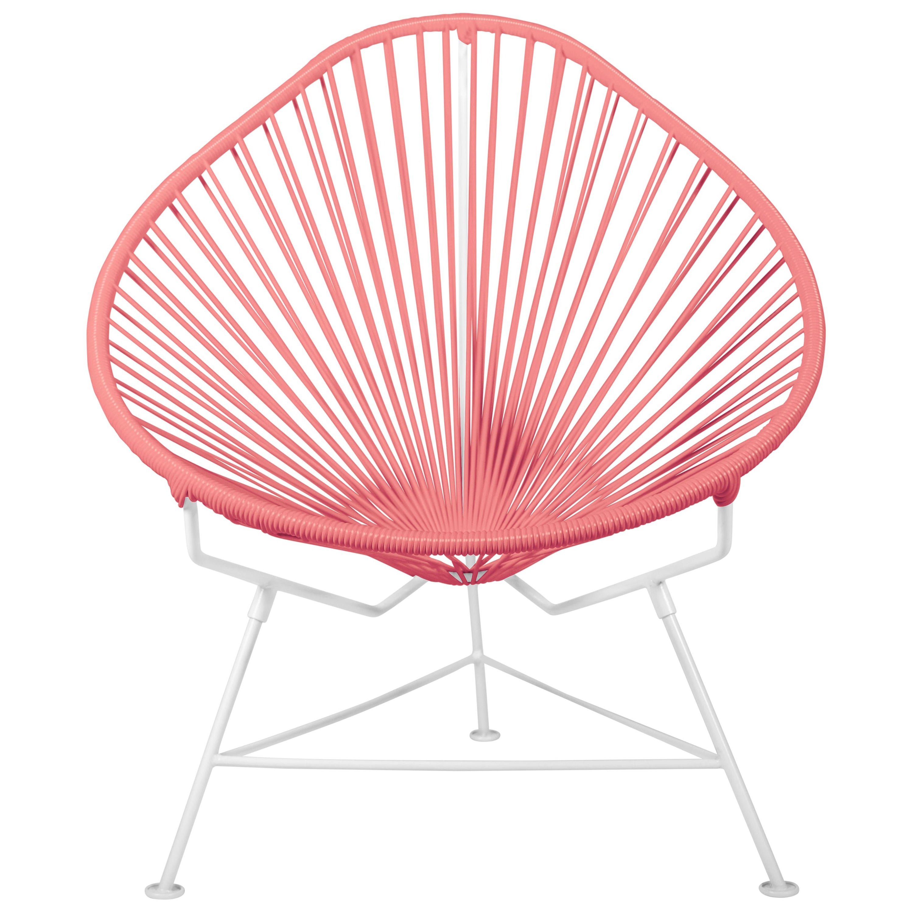 Innit Designs Acapulco Chair Coral Weave on White Frame