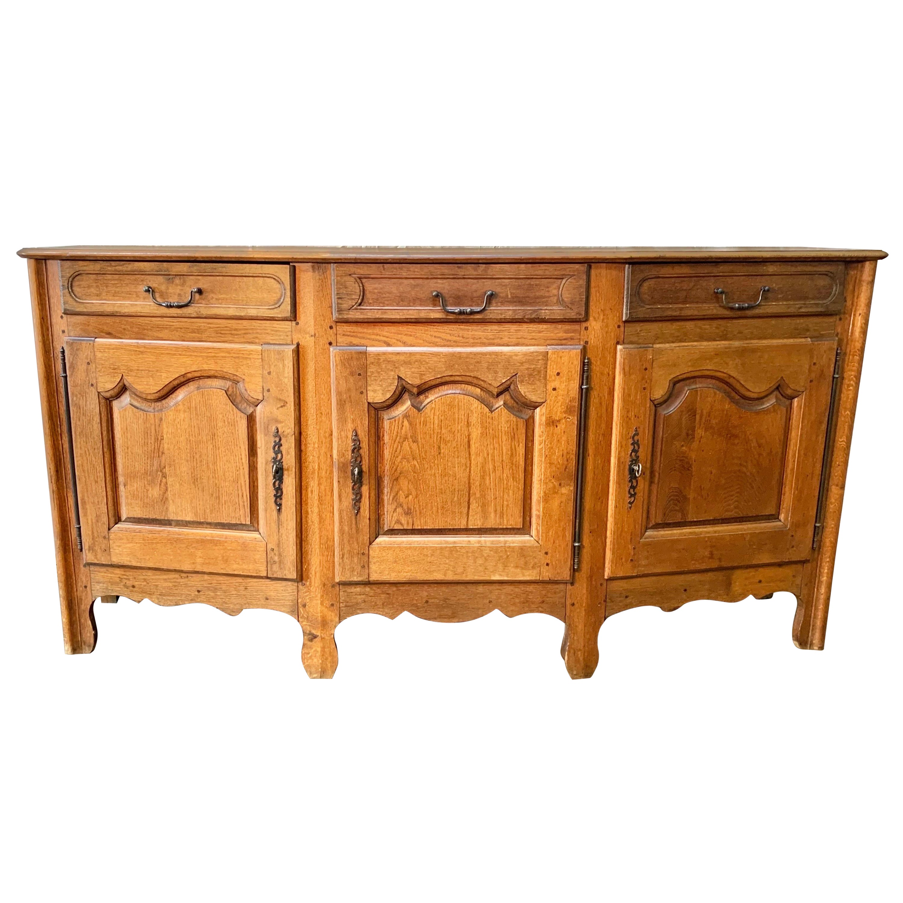 Early 1900s French Provincial Oak Buffet Sideboard For Sale