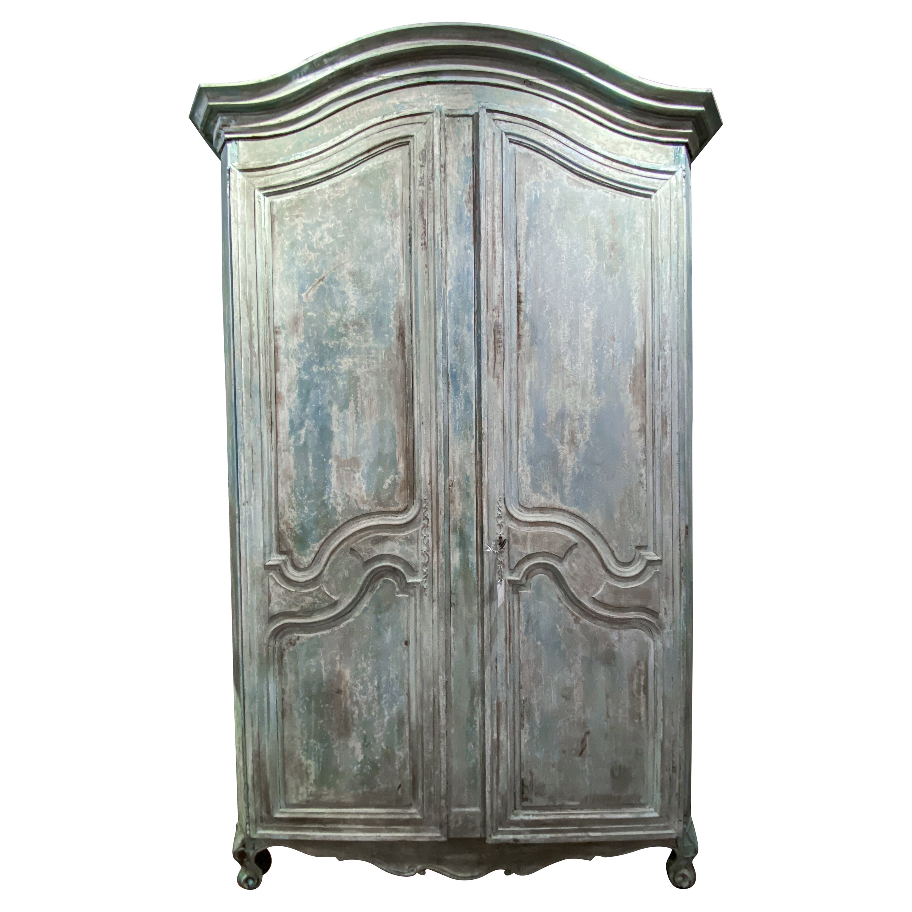 Impressive Scale 19th Century Louis XV Style Painted Armoire For Sale