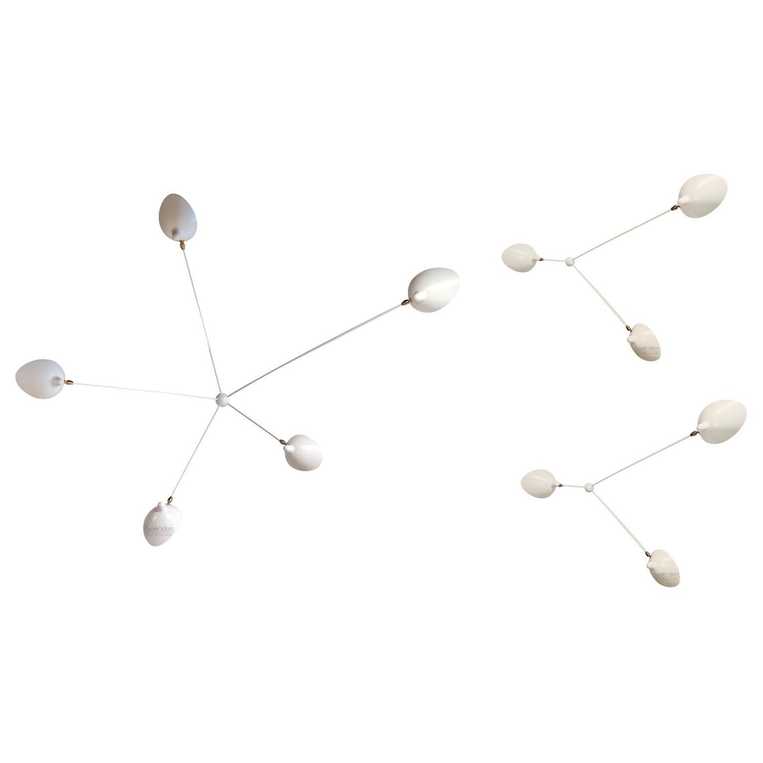 Serge Mouille - 1  5-Arm and 2  3-Arm Spider Sconces in White - IN STOCK! For Sale