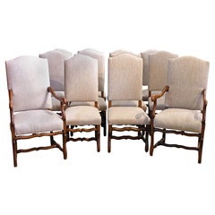 Circa 1890s Louis XIII French Dining Chairs, Set of 12