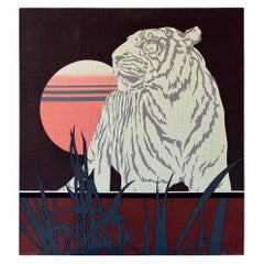 Mid Century Tiger Textile Art