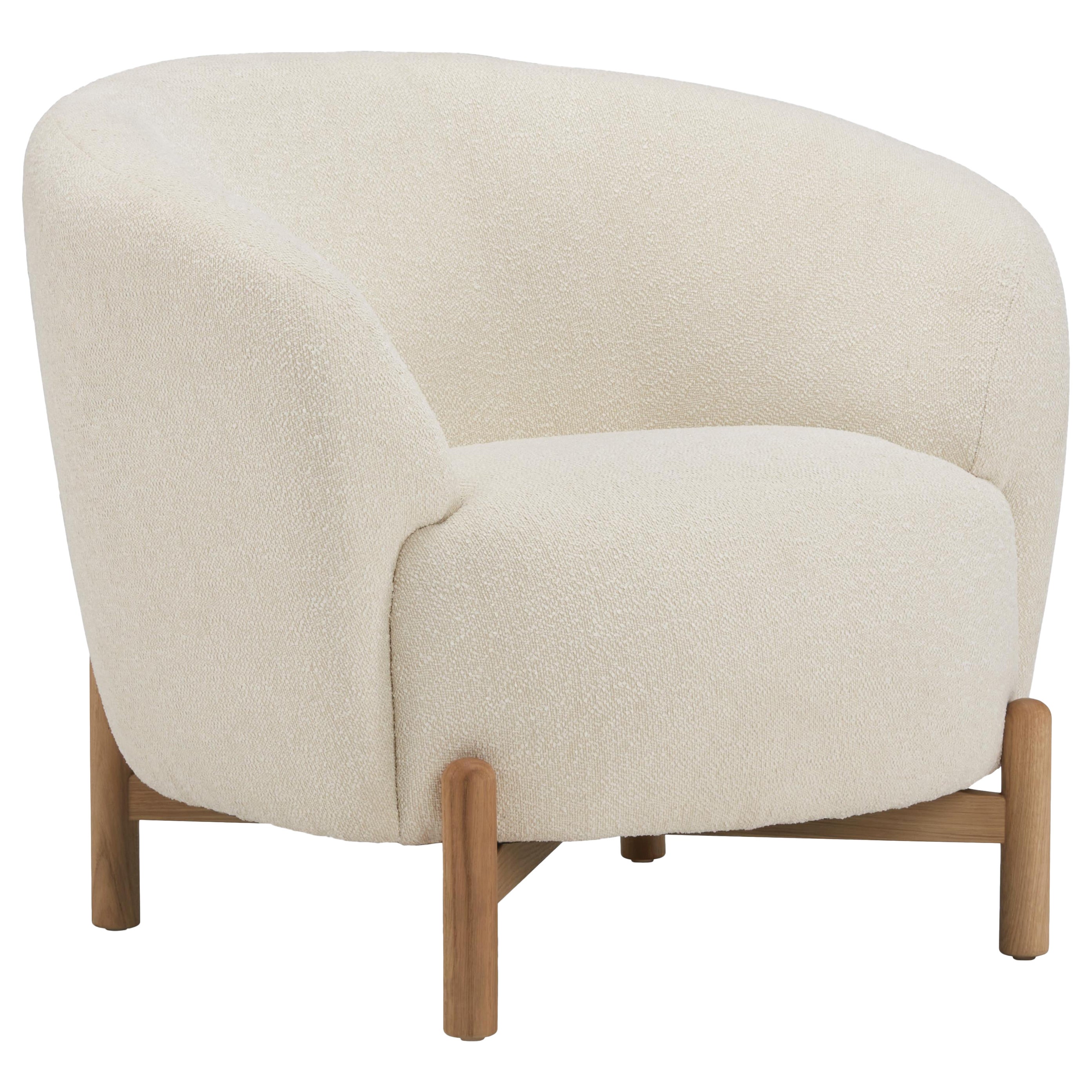 Hayche Glover Armchair - Wooden Base - Crema, UK, Made to Order For Sale