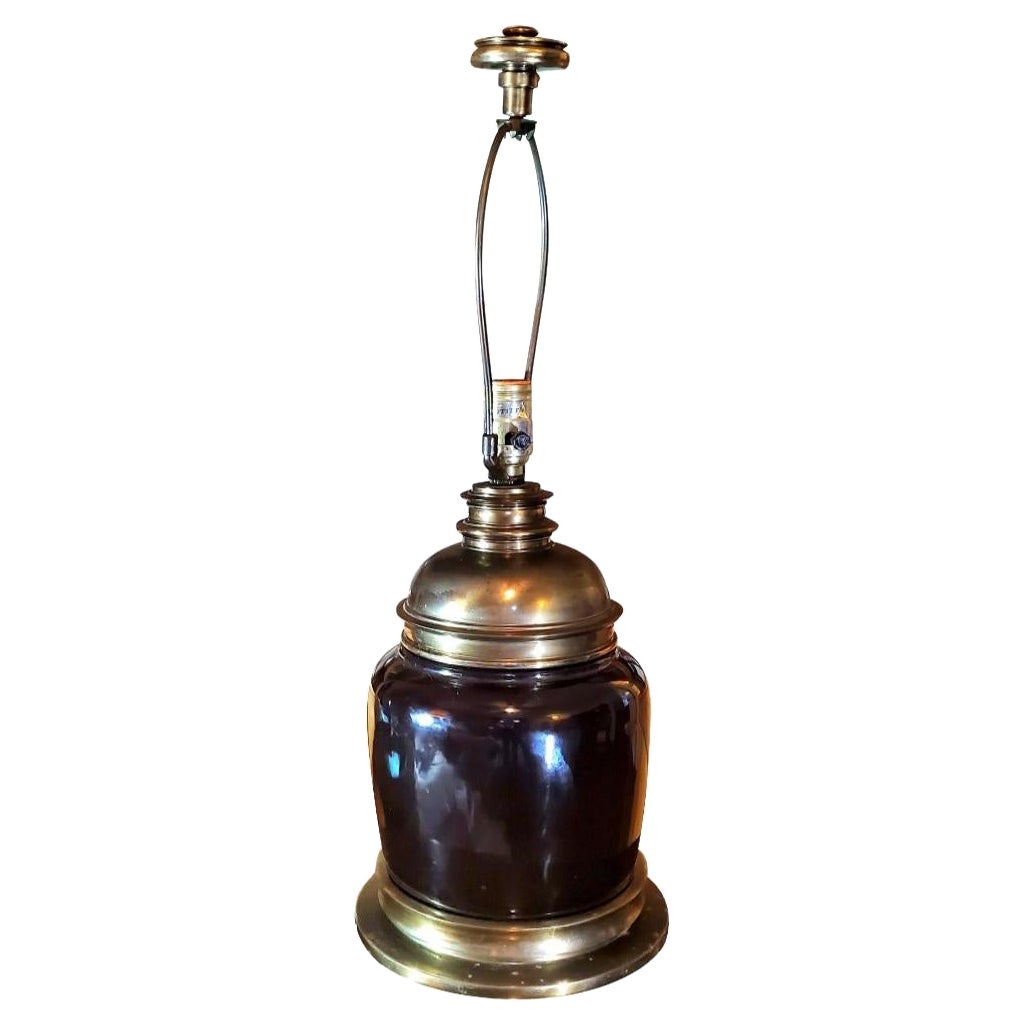 1940s Stiffel Brass and Enamel Lamp For Sale