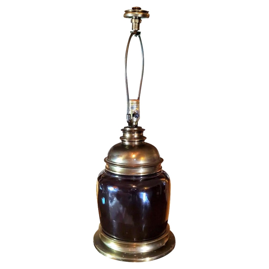 1940er Stiffel Messing und Emaille Lampe im Angebot