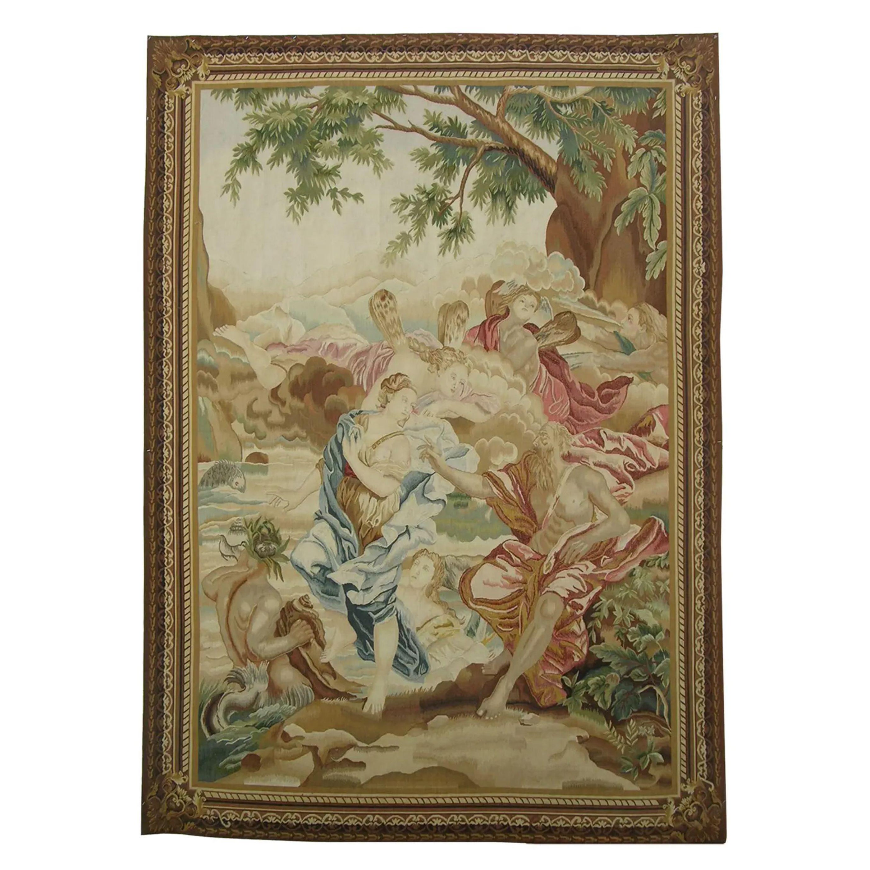 Vintage Woven Figural Tapestry 7.8X5.6 For Sale