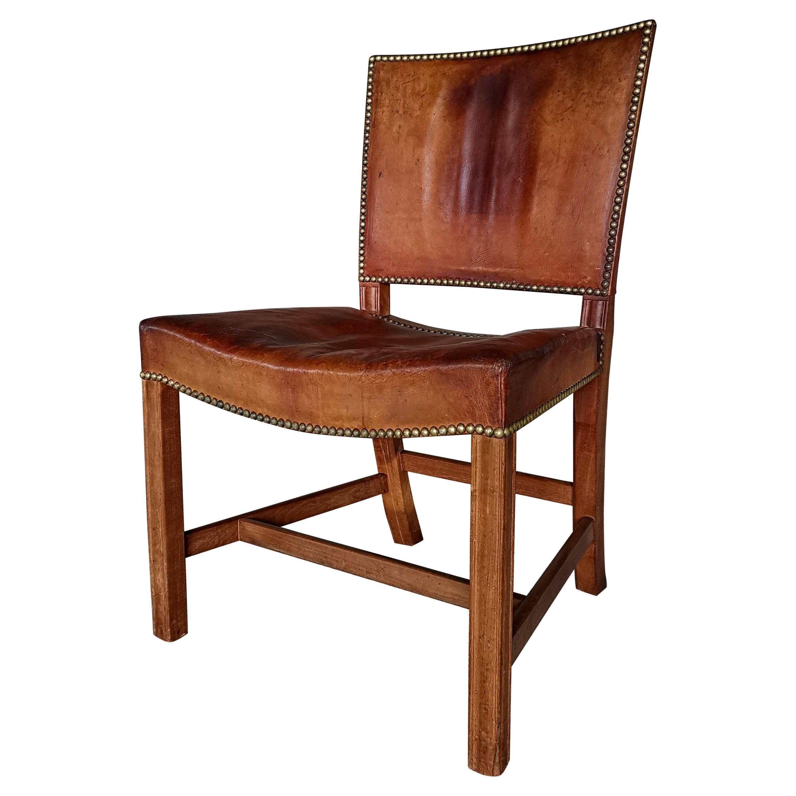 Danish early Model 3758 "The Red Chair" by Kaare Klint for Rud. Rasmussen 1920s