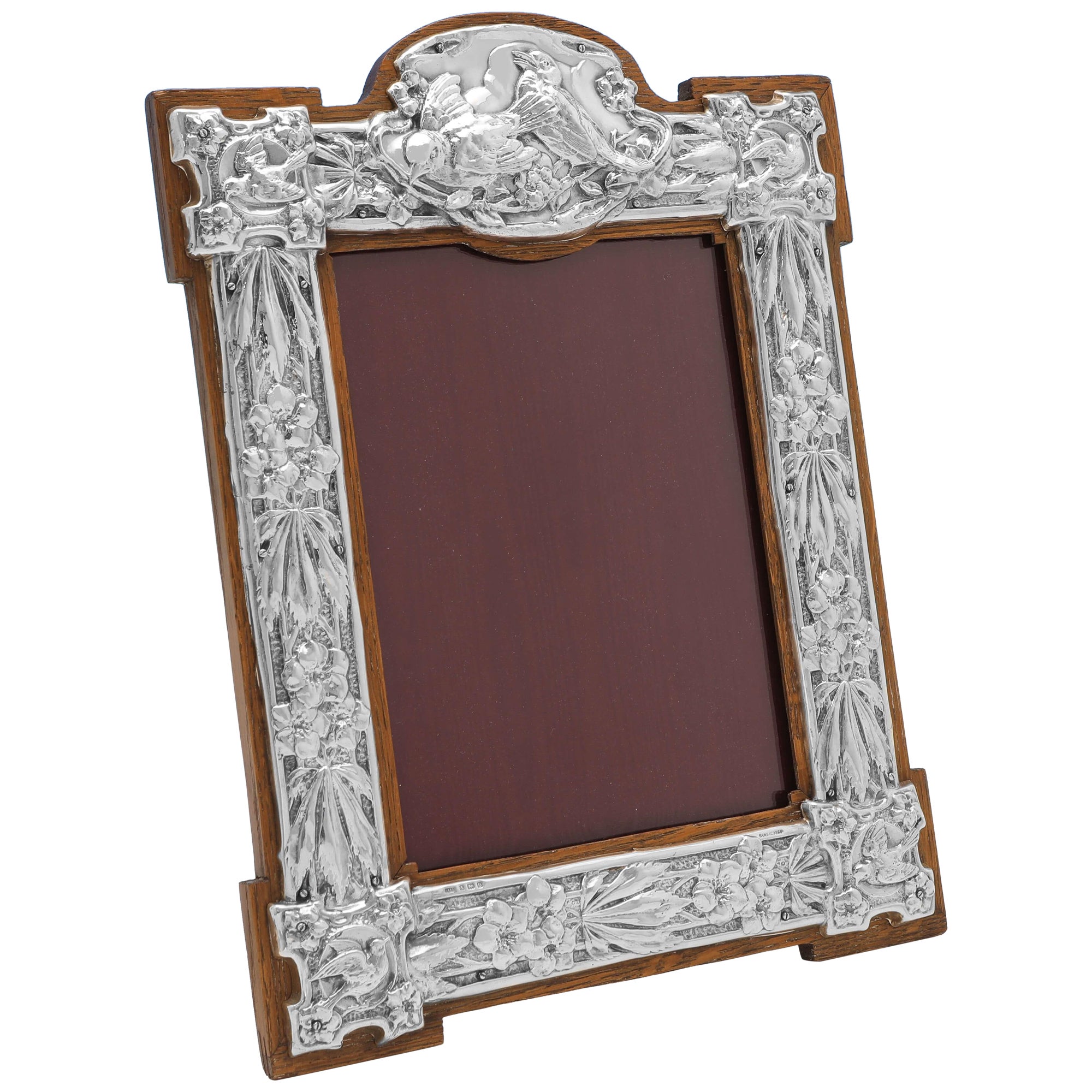Wonderful & Large Art Nouveau Period Sterling Silver Photo Frame - 1904 For Sale