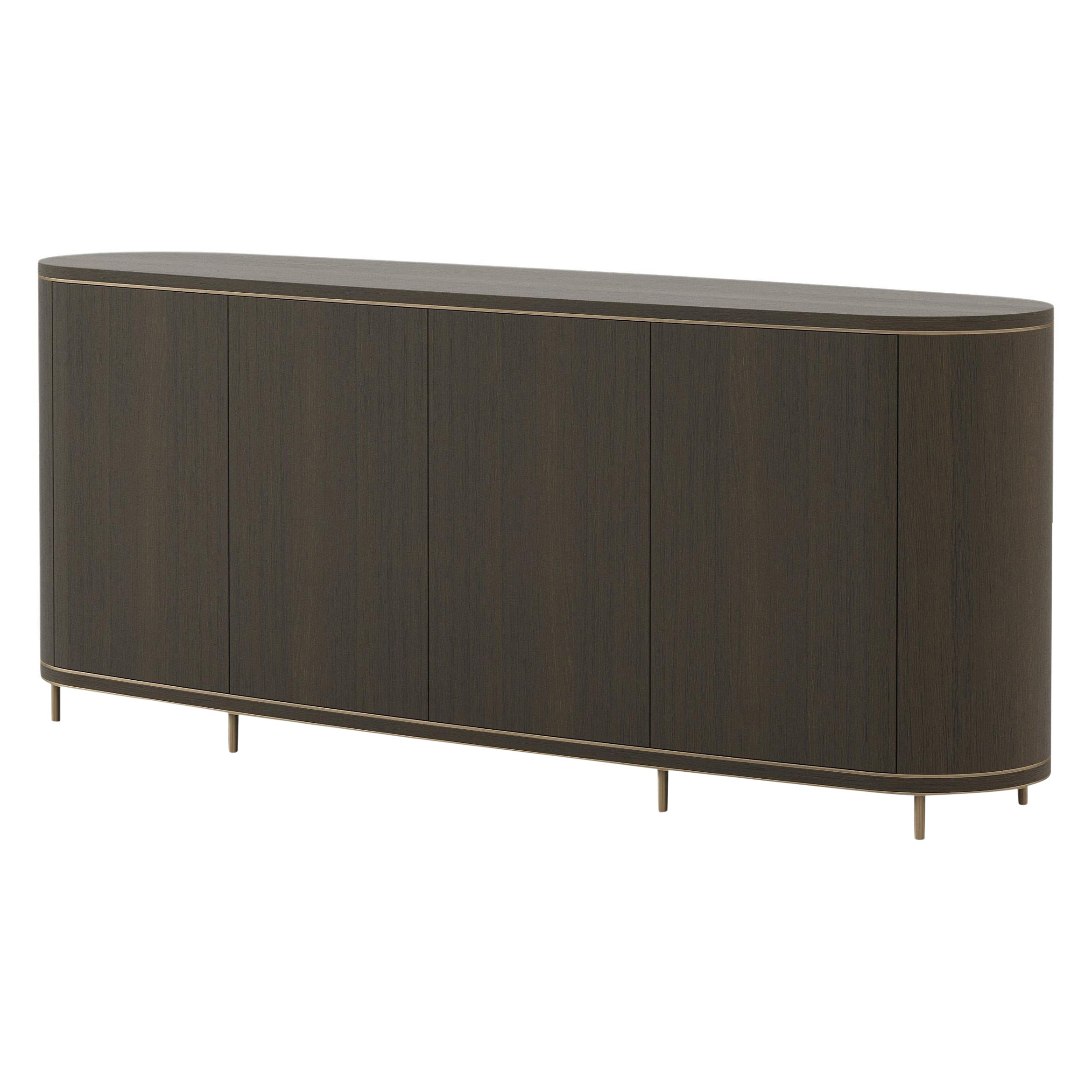 Modern Cannes Sideboard Made with Oak and Brass, Handmade by Stylish Club For Sale