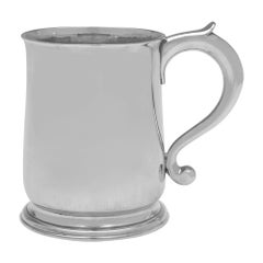 Tasse à bière ou chope en argent sterling Art Déco - Londres 1935 C. J. Vander