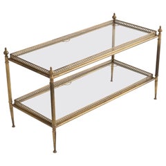 French Maison Jansen Style Two-Tier Brass and Glass Coffee Table