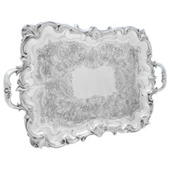 Stunning & Large Victorian Sterling Silver Tray - Barnards 1838