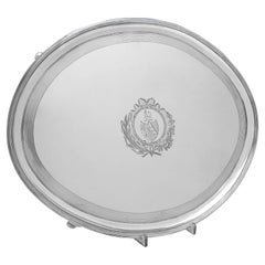 Neoclassical George III Period Antique Sterling Silver Salver - London 1795