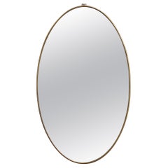 Mid-Century Italian Oval Wall Mirror with Brass Frame (circa 1950s)