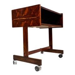 Mid-Century Modern Console in Hardwood & Chrome Wheels, Sergio Rodrigues, 1960s