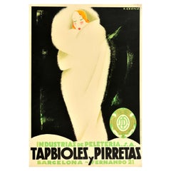 Original Vintage Spanish Advertising Poster Tapbioles Y Pirretas Fur Clothing