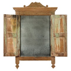 19th Century Carved Window Retrofitted with Heavy Antiqued Mirror