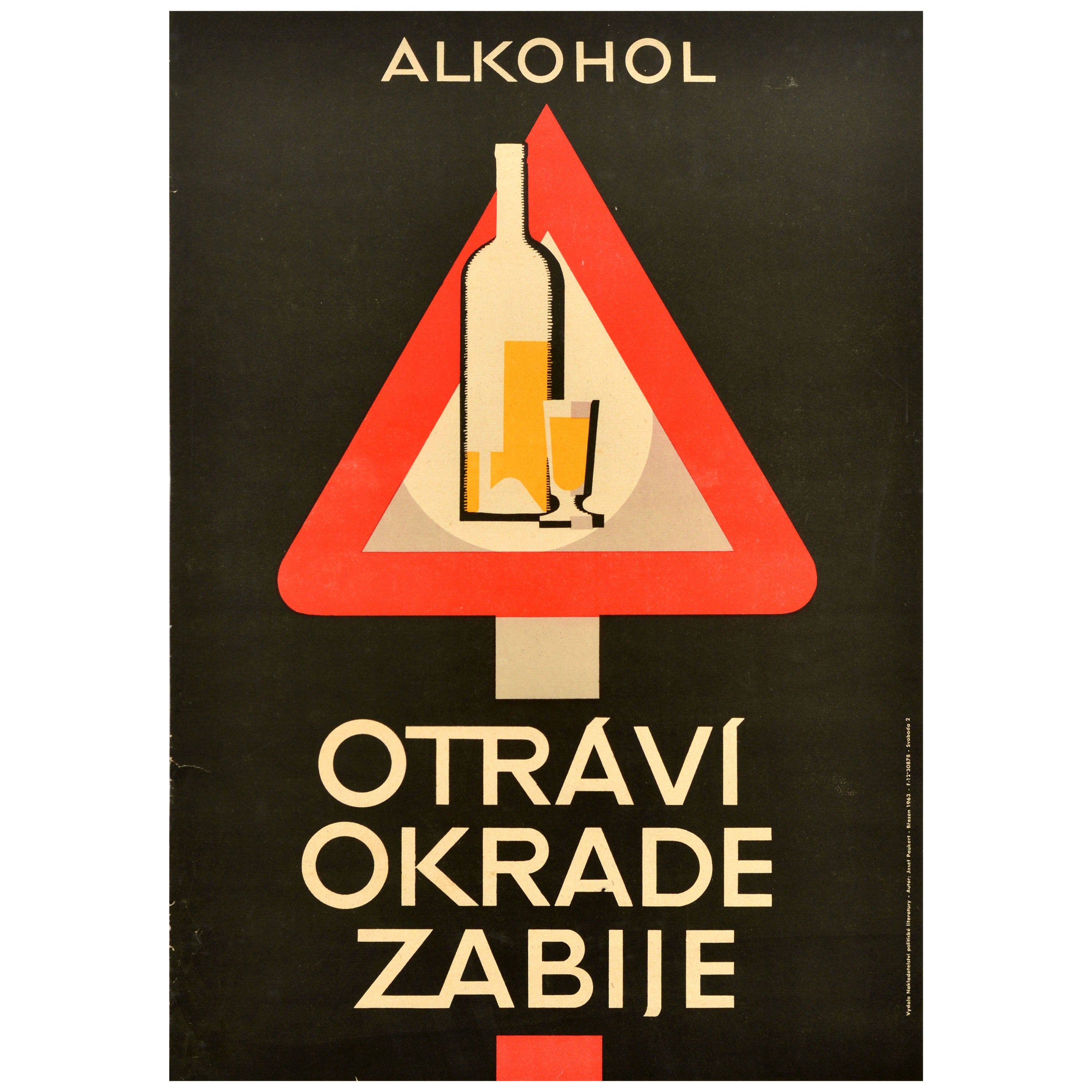 Original Vintage Anti Alcoholism Propaganda Poster Alcohol Poisons Robs Kills For Sale