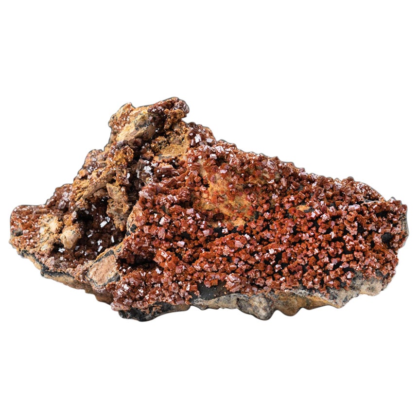 Vanadinite Crystal Cluster on Matrix - From Mibladen, Atlas Mountains, Morocco For Sale