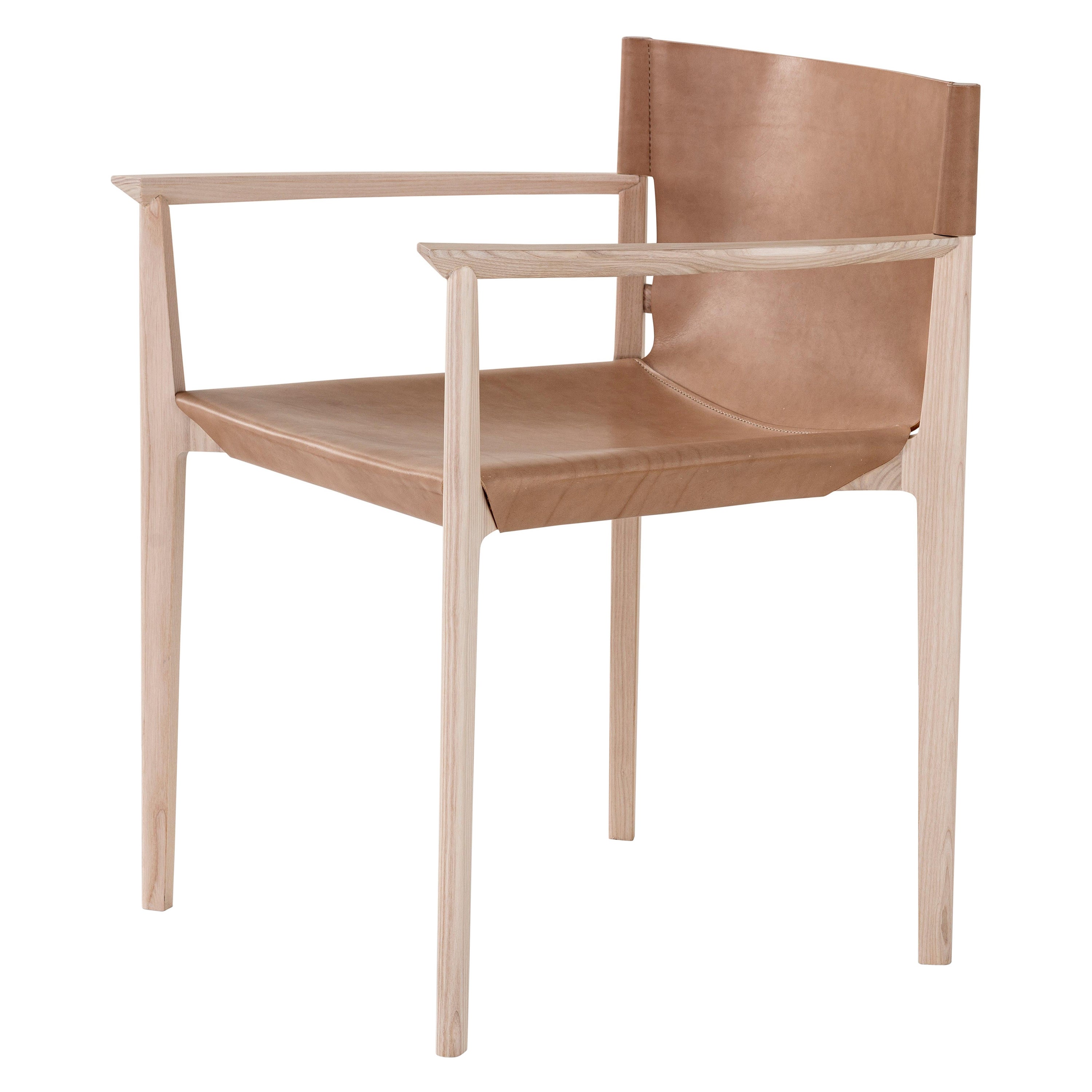Contemporary Wooden Chair 'Stilt', Cuoio