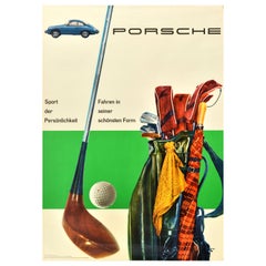 Original Vintage Car Advertising Poster Porsche Golf Sport Of Personality Lohrer