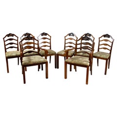 Set Of 8 Art Deco Dining Chairs, New Upholstery by Request , Austria ca. 1930