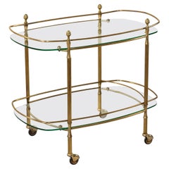 Mid-20th Century French Louis XVI Style Brass and Glass Bar Cart