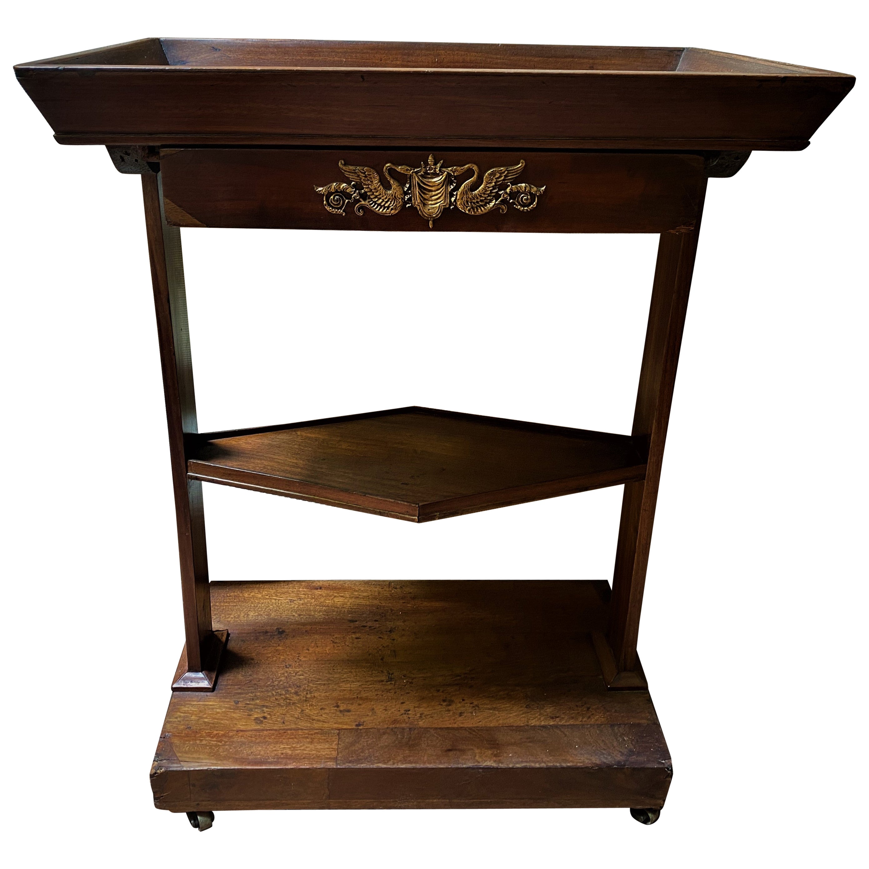 19th Century French Empire Tray Top Table/Stand w/Shelf  For Sale