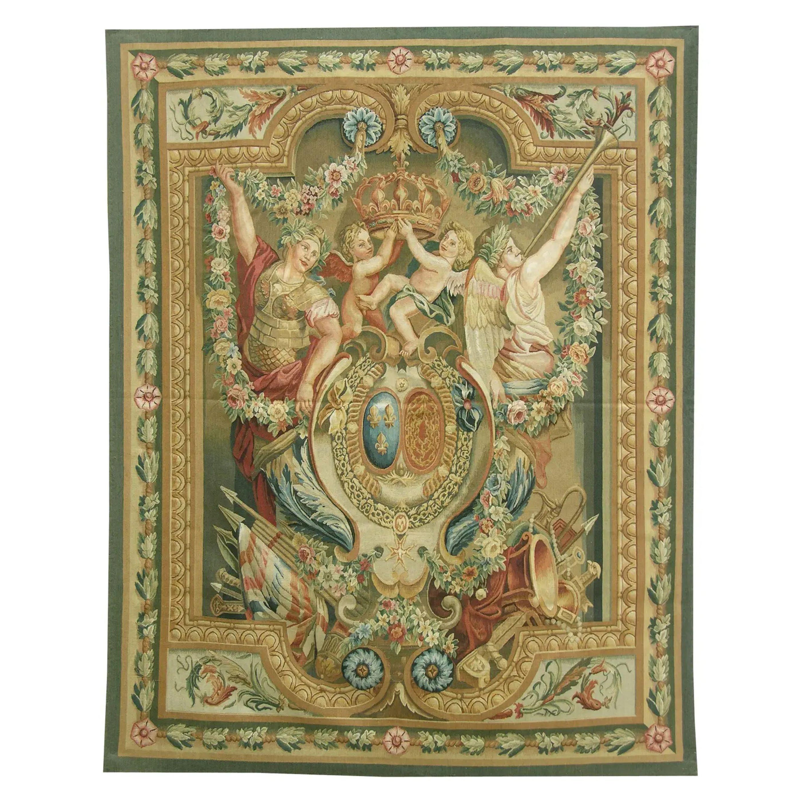 Vintage Tapestry Depicting Angel 6.8X5.3 For Sale