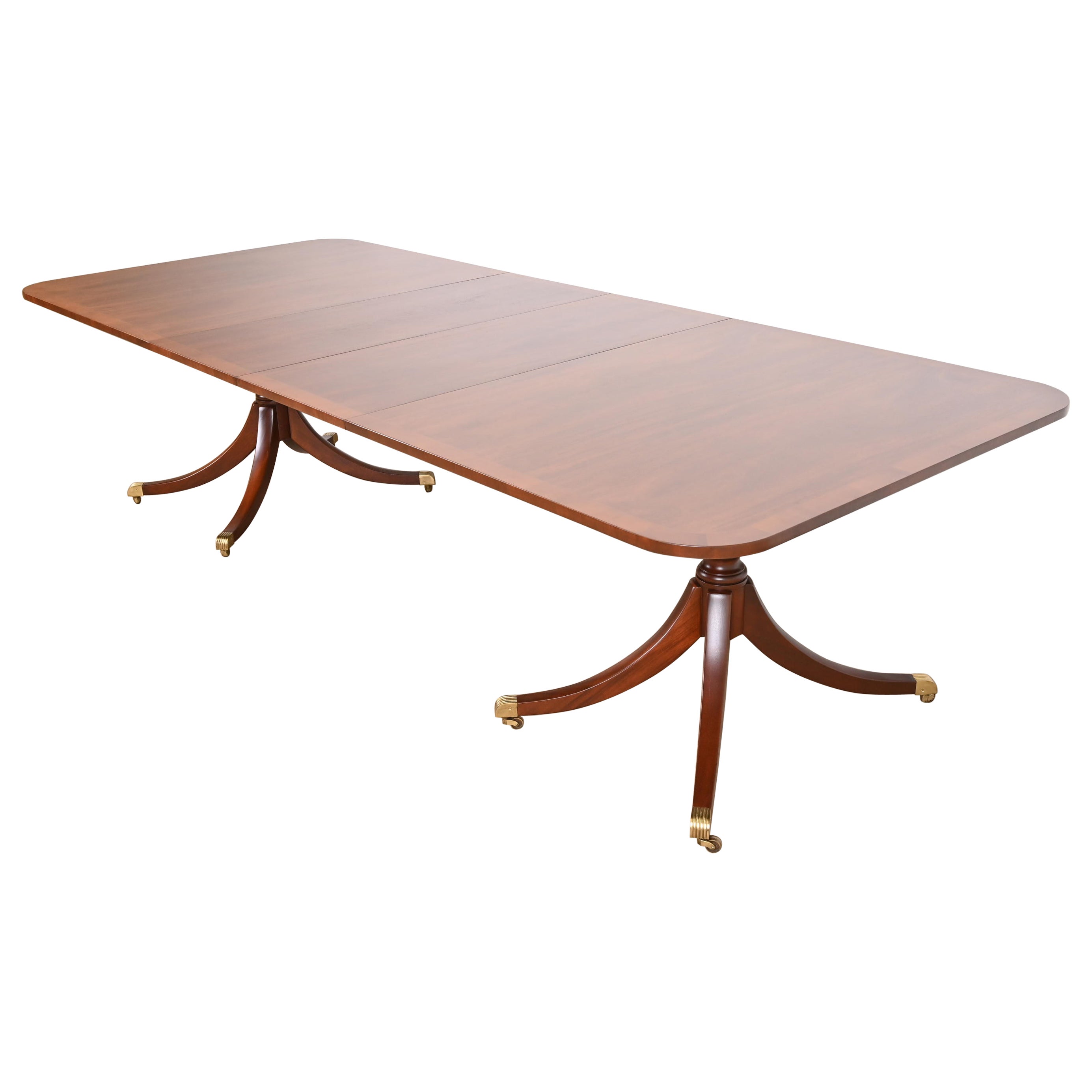 Kittinger Georgian Mahogany Double Pedestal Dining Table, Newly Refinished For Sale