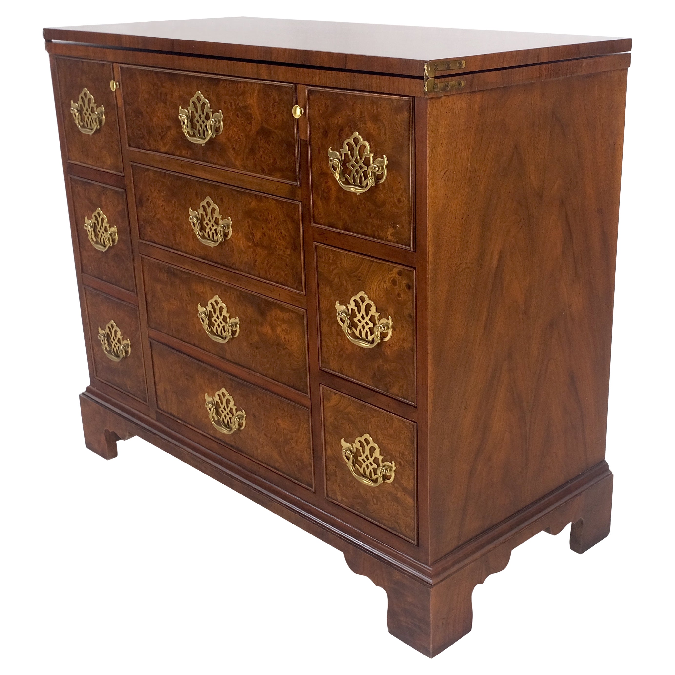 Bachelor Chest Dresser mit 8 Schubladen aus Wurzelholz Flip Sekretär Top MINT! im Angebot