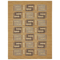 Rug & Kilim’s Scandinavian Style Kilim Rug in Gold with Geometric Patterns