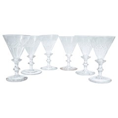 Ensemble de 6 verres à vin ou verres à pied en verre taillé du 19e siècle attribué à Bakewell