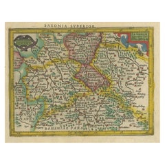 Small Original Antique Map of Upper Saxony, Germany