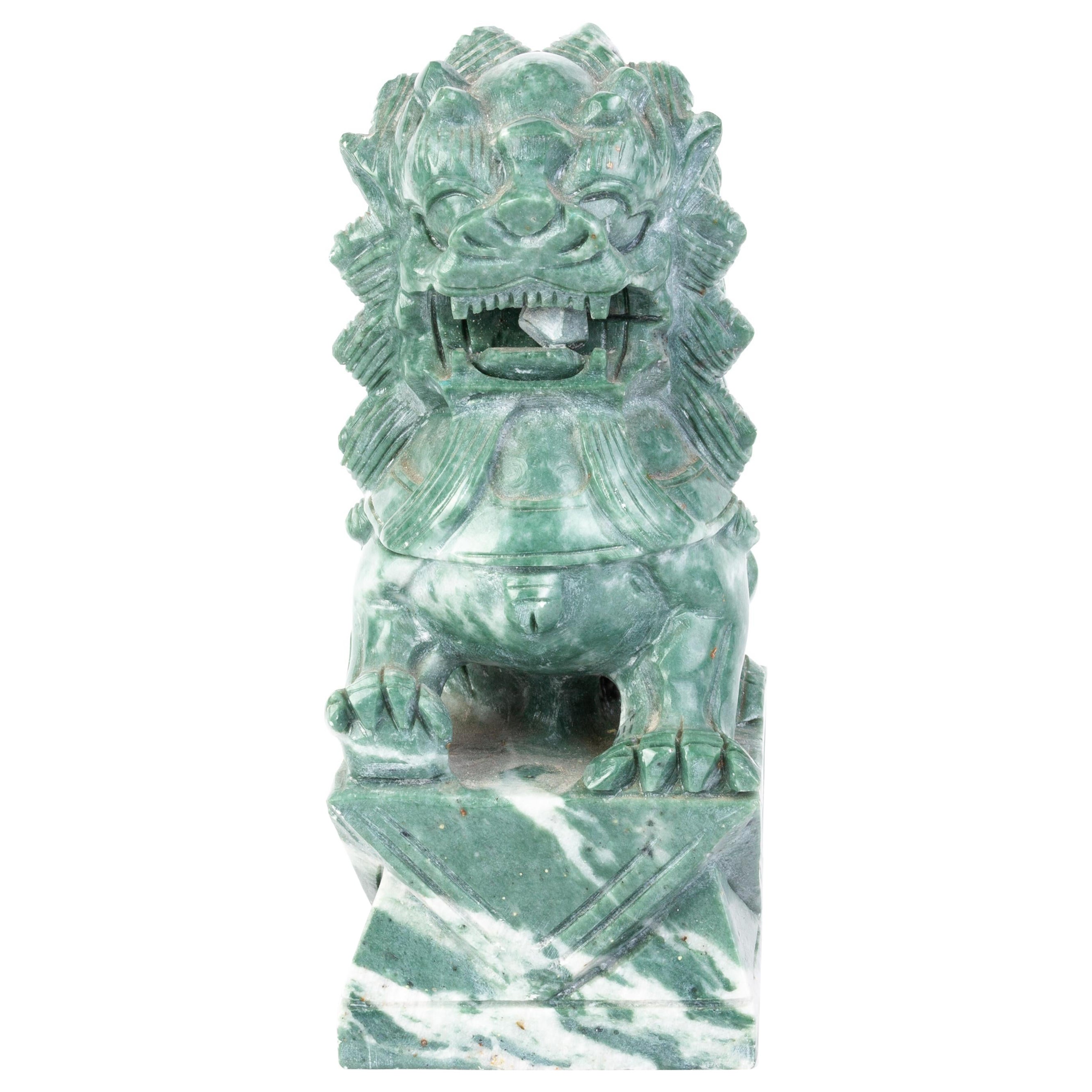 Chinese Soapstone Carving Foo Dog Sculpture 19th Century Qing For Sale