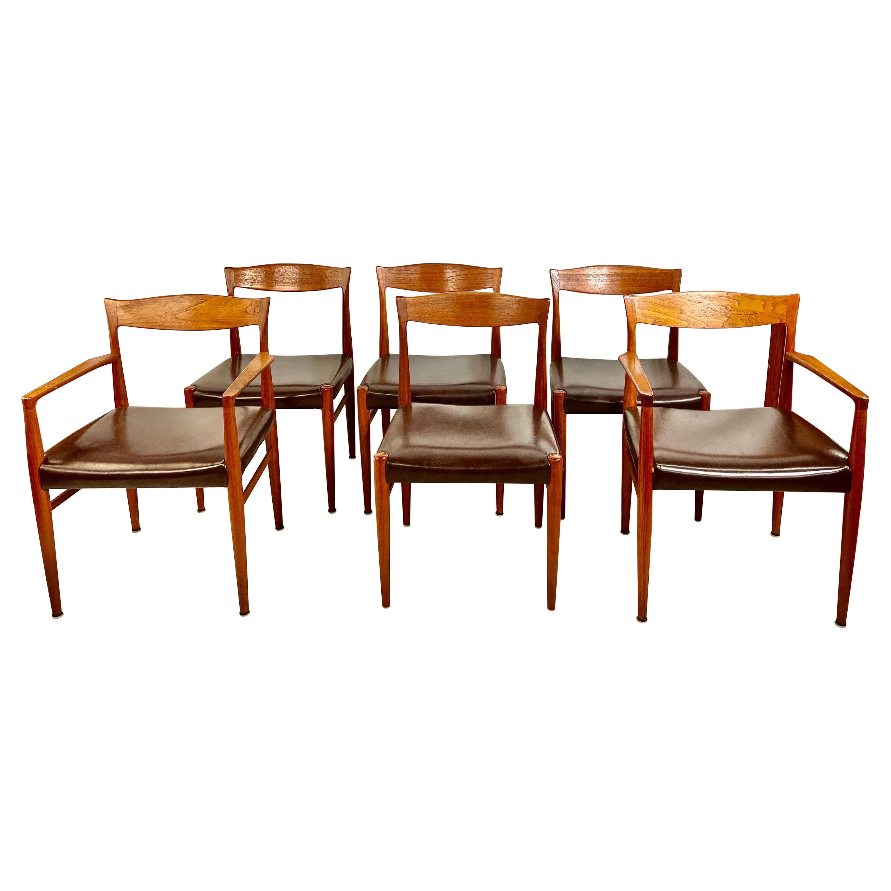 Chaises de salle à manger vintage danoises en teck sculptural - un ensemble de 6 en vente