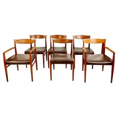 Used Danish Teak Sculptural Dining Chairs - a Set of 6