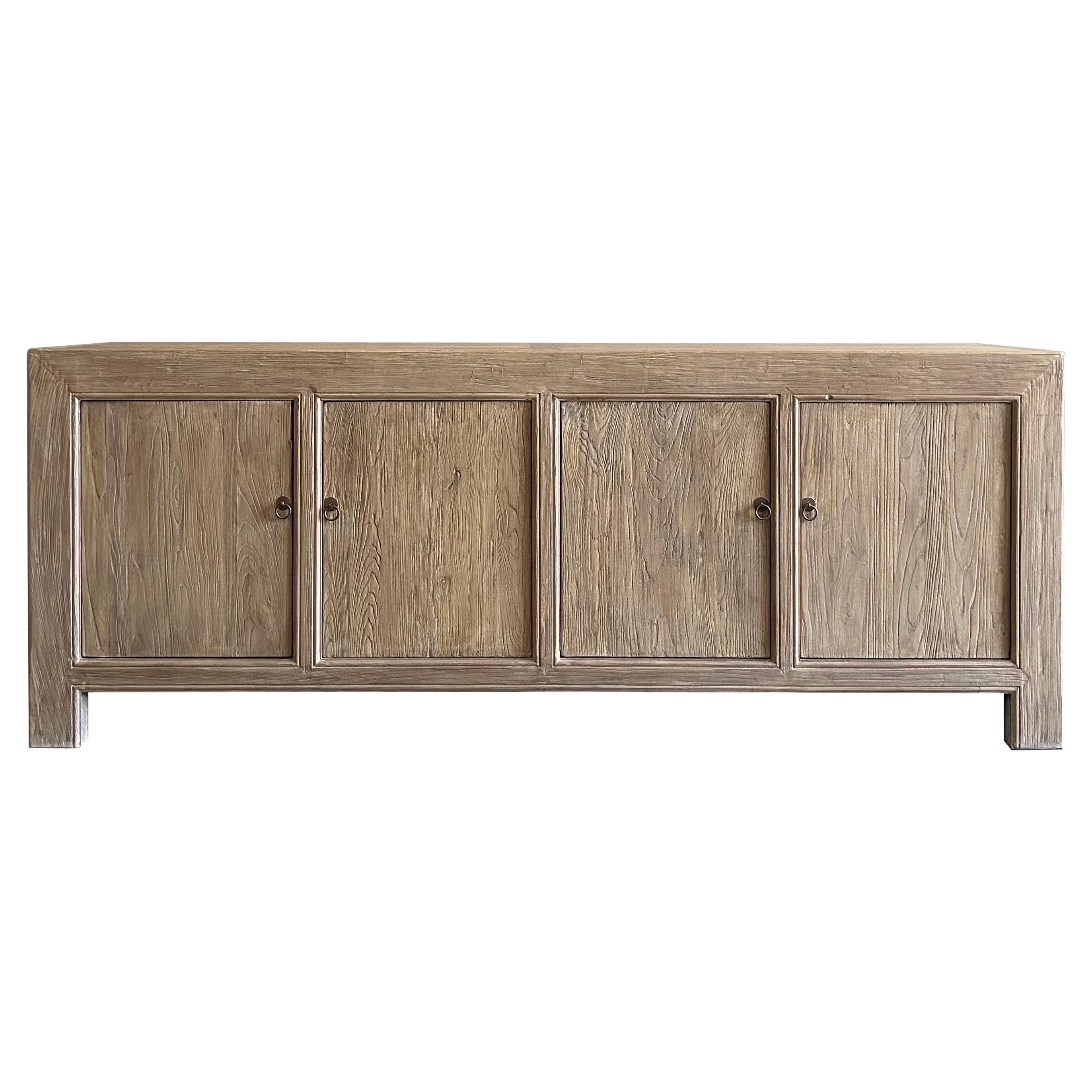 Reclaimed Elm Wood 4 Door Cabinet or Sideboard  For Sale